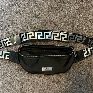 Versace Black and Silver Belt Bag